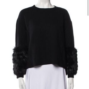 Alice and Olivia Sheila Sweater with Fur Sleeves